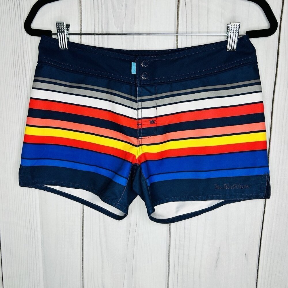 THE NORTH FACE Womens 4" Board Shorts Sz 2 Swimsuit Striped Multicolor Polyester
